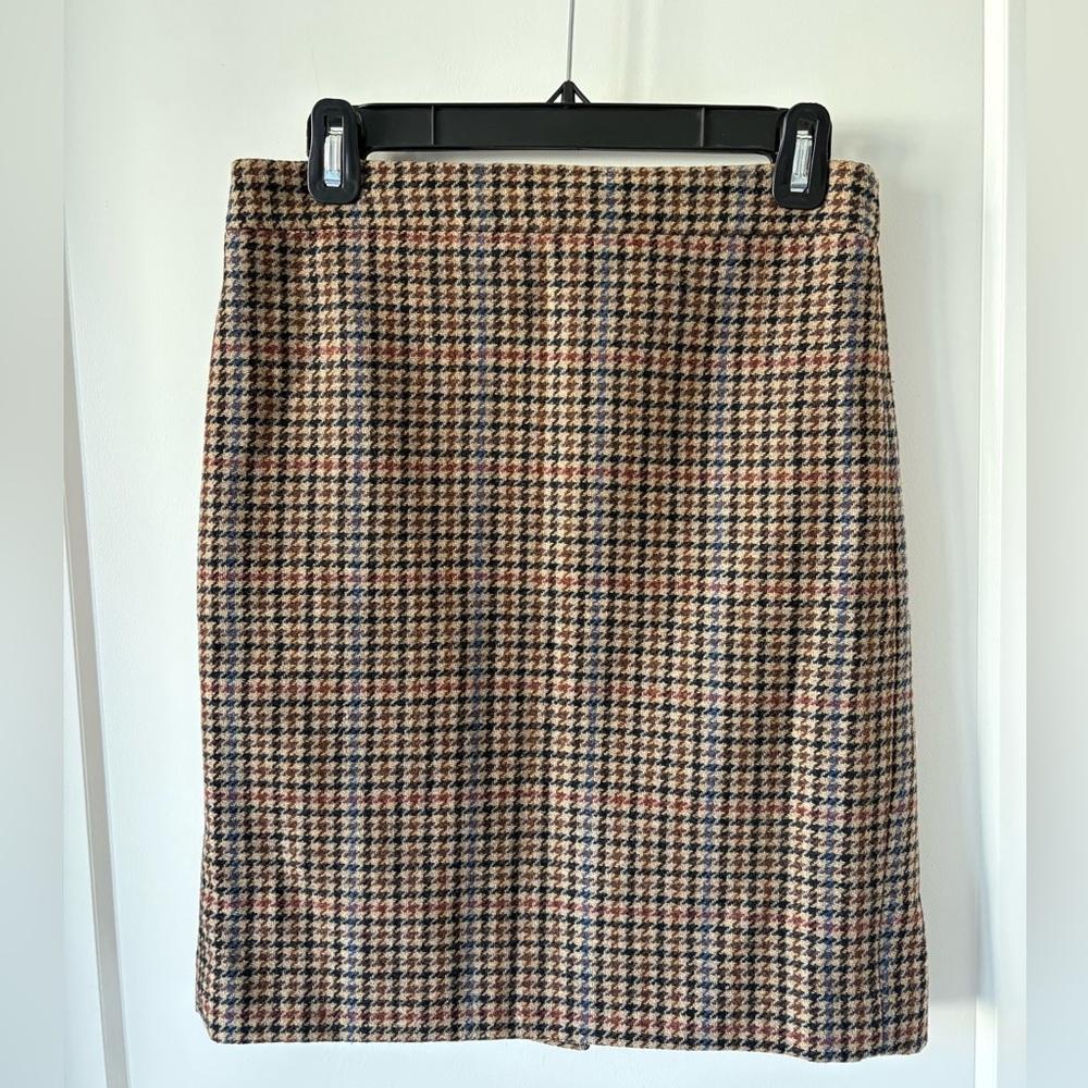 J. Crew Brown Multicolor Houndstooth Pencil Skirt